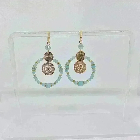 Stella Beaded Earrings in Turquoise - Picture 4 of 5